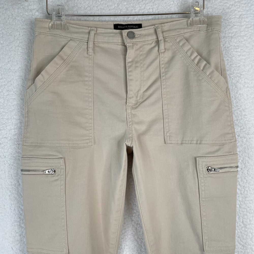 Banana Republic Womens 28/6P Beige High Rise Skinny Cargo Pants Khaki Petite